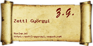 Zettl Györgyi névjegykártya